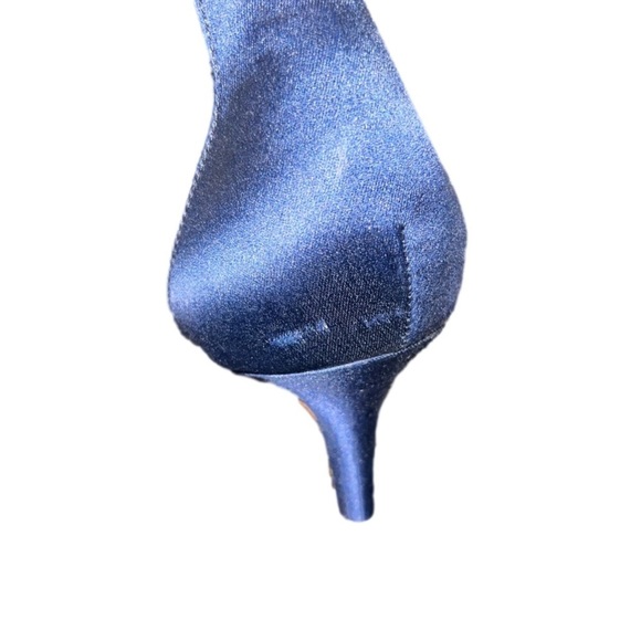 BADGLEY Mischka Lara Crystal Dress Sandal Navy Satin Size 9.5 - Picture 14 of 14